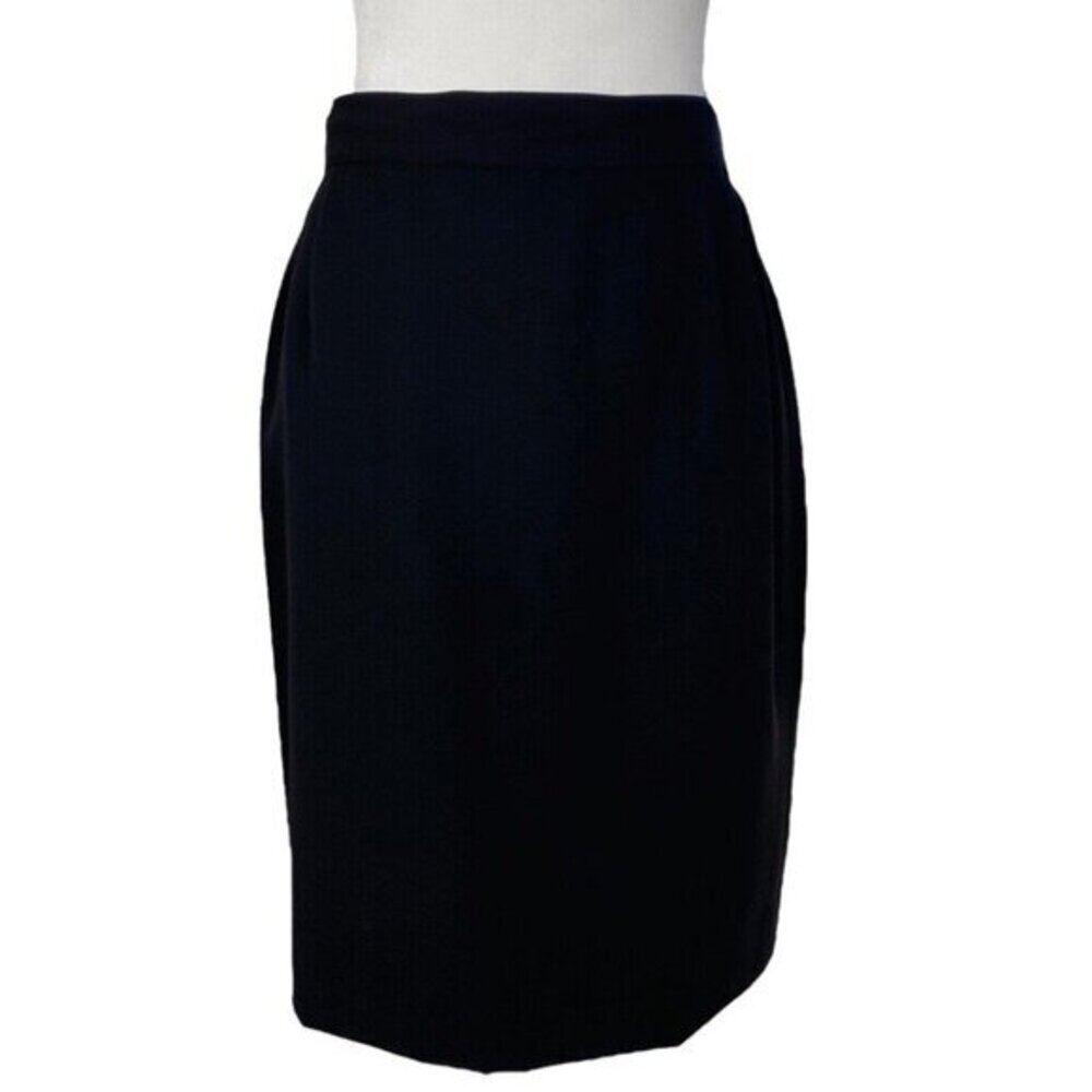 Salvatore Ferragamo Black 100% Wool Pencil Skirt Made in Italy Altered Size 26.6 - Picture 2 of 11